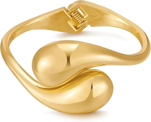 LILIE & الأبيض الذهب أساور للنساء الفضة الإسورة سوار الدمعة الأساور الكفة سوار مفتوح قابل للتعديل سوار مجوهرات الأزياء in Kuwait