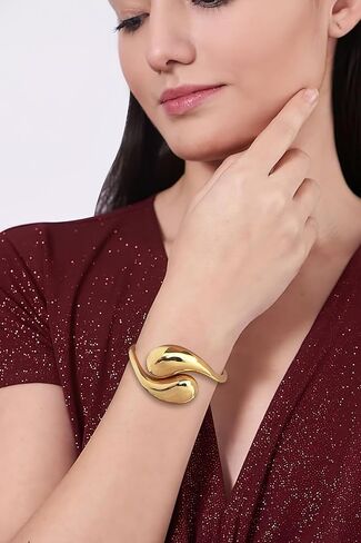 LILIE & الأبيض الذهب أساور للنساء الفضة الإسورة سوار الدمعة الأساور الكفة سوار مفتوح قابل للتعديل سوار مجوهرات الأزياء in Kuwait