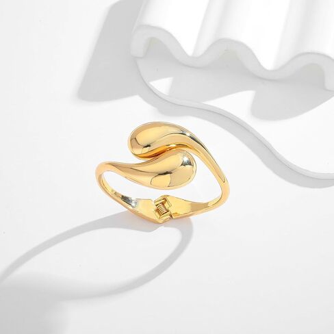 LILIE & الأبيض الذهب أساور للنساء الفضة الإسورة سوار الدمعة الأساور الكفة سوار مفتوح قابل للتعديل سوار مجوهرات الأزياء in Kuwait