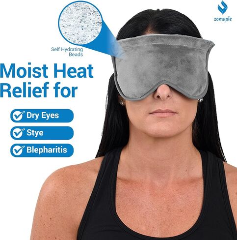 Zomaple Heated Eye Mask for Dry Eyes, Reusable Dry Eye Mask with Moist Heat Warming Compress, Soothing Eye Warm Compress for Dry Eyes Relief - Microwavable Eye mask for Dry Eyes, Stye and Blepharitis in Saudi Arabia