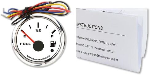 MOTOR METER RACING W Pro Series 52mm 2-1/16" Fuel Level Gauge 0-90 Ohms Black Dial White LED Warning Function Waterproof for Car Truck Marine Boat Yacht in Saudi Arabia