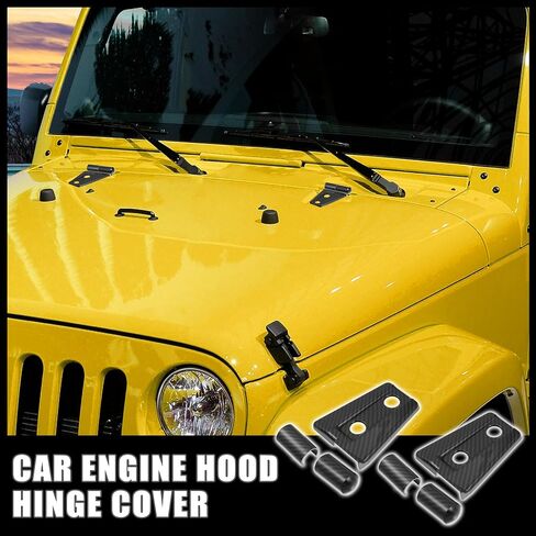 X AUTOHAUX 2 قطعة غطاء المحرك الأمامي المفصلي غطاء الكسوة الملحقات الخارجية الديكور لسيارة Jeep Wrangler JK Unlimited Sahara Rubicon 2-Door 4-Door 2007-2018 in Saudi Arabia