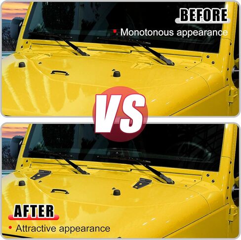 X AUTOHAUX 2 قطعة غطاء المحرك الأمامي المفصلي غطاء الكسوة الملحقات الخارجية الديكور لسيارة Jeep Wrangler JK Unlimited Sahara Rubicon 2-Door 4-Door 2007-2018 in Saudi Arabia