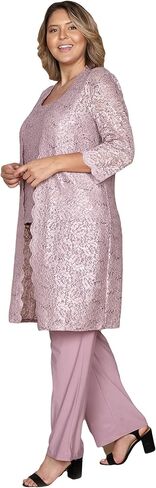 R&M Richards Mother of The Bride Pant Suit, 3 Pieces Dress Set | Sleeveless with Matching Lace Jacket in Kuwait