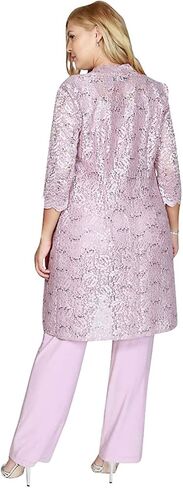 R&M Richards Mother of The Bride Pant Suit, 3 Pieces Dress Set | Sleeveless with Matching Lace Jacket in Kuwait