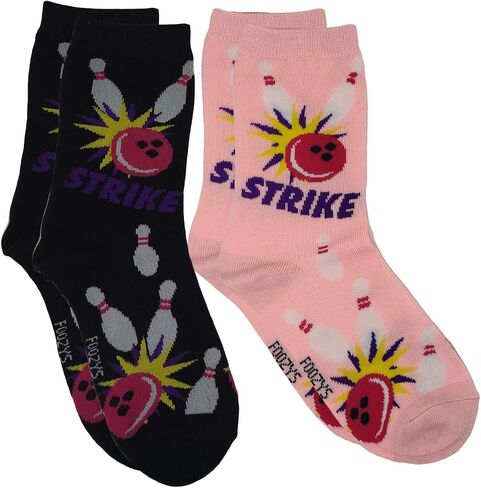 Womens Crew Socks | Fun Cool Sports Themed Fashion Novelty Socks | 2 Pair (Bowling) in Saudi Arabia