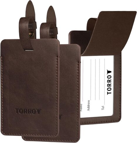 TORRO Leather Luggage Tag – Premium Leather Luggage Label for Suitcases and Travel Bags (Dark Brown) in Saudi Arabia