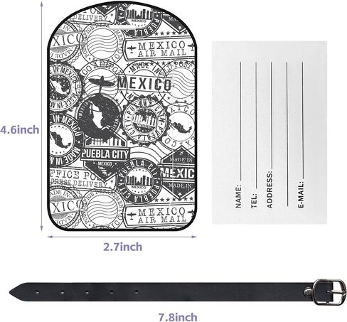 Luggage Tags for Suitcase Vintage Stamp 2 Pack Leather Idea Luggage Tags with Name Card Privacy Cover,Idea Travel Bag Labels for Women and Men in Saudi Arabia