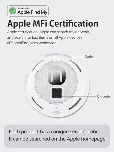 جهاز تعقب الأمتعة، جهاز العثور على المفاتيح، جهاز تعقب بلوتوث ذكي مع ميزة Find My (iOS فقط)، محدد موقع العناصر للمحافظ، المفاتيح، تنبيه أعلى صوت، بطارية قابلة للاستبدال (أبيض) in Kuwait