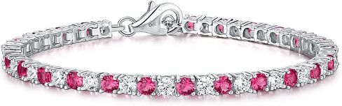 Silver Tennis Bracelet for Women, 925 Sterling Silver Bracelets for Women with 3mm White or Colored Stones, Silver Tennis Bracelets for Women, Jewelry Gifts for Women in Saudi Arabia