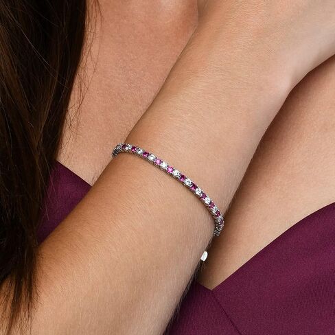 Silver Tennis Bracelet for Women, 925 Sterling Silver Bracelets for Women with 3mm White or Colored Stones, Silver Tennis Bracelets for Women, Jewelry Gifts for Women in Saudi Arabia