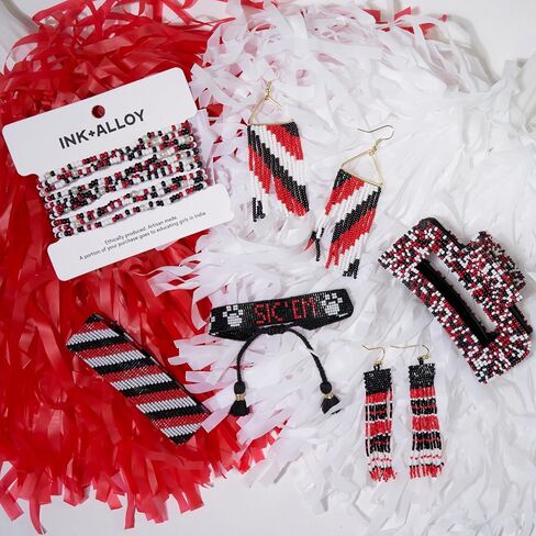 INK + ALLOY Women's Game Day Jewelry Set, Beade Bracelets and Beaded Fringe Earrings Set, Handmade Jewelry for College Students, Teachers, Team Gifts in Saudi Arabia