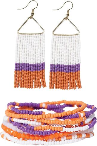 INK + ALLOY Women's Game Day Jewelry Set, Beade Bracelets and Beaded Fringe Earrings Set, Handmade Jewelry for College Students, Teachers, Team Gifts in Saudi Arabia
