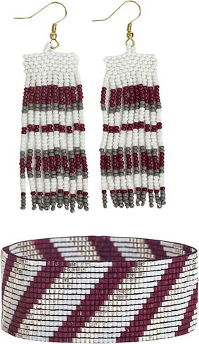 INK + ALLOY Women's Game Day Jewelry Set, Beade Bracelets and Beaded Fringe Earrings Set, Handmade Jewelry for College Students, Teachers, Team Gifts in Saudi Arabia