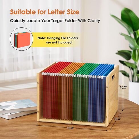 MaxGear Acrylic Hanging File Organizer Box, Bamboo File Folder Organizer for Lette Size Filing Box, Clear File Folder Box with Handles, File Crate Storage Box for Office in Saudi Arabia
