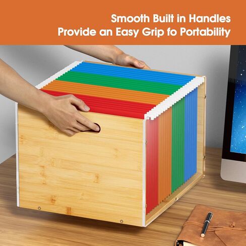 MaxGear Acrylic Hanging File Organizer Box, Bamboo File Folder Organizer for Lette Size Filing Box, Clear File Folder Box with Handles, File Crate Storage Box for Office in Saudi Arabia