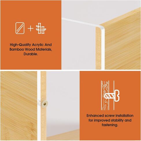 MaxGear Acrylic Hanging File Organizer Box, Bamboo File Folder Organizer for Lette Size Filing Box, Clear File Folder Box with Handles, File Crate Storage Box for Office in Saudi Arabia