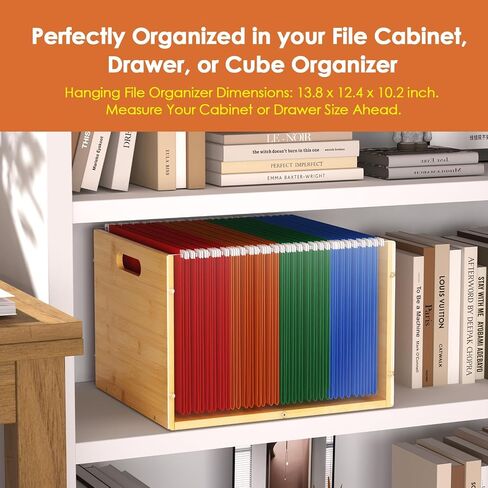 MaxGear Acrylic Hanging File Organizer Box, Bamboo File Folder Organizer for Lette Size Filing Box, Clear File Folder Box with Handles, File Crate Storage Box for Office in Saudi Arabia