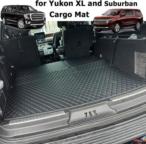 for 2015-2020 Chevrolet Suburban/GMC Yukon XL/Cadillac Escalade ESV (Available with 3rd-Row Power Folding Seats) Trunk Mat and Rear Backrest Cargo Mat Liners All Weather Anti-Slip in Saudi Arabia