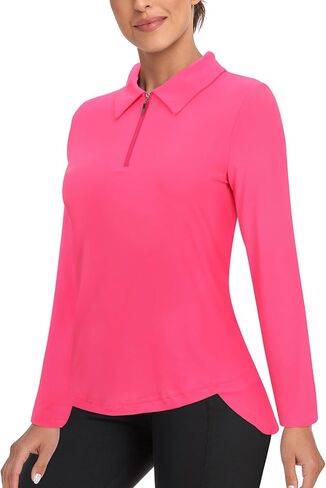 Tanst Sky Women's Golf Shirt UPF 50+ Long Sleeve Quarter Zip Pullover Athletic Hiking Workout Tops in Saudi Arabia