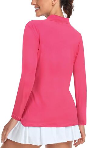 Tanst Sky Women's Golf Shirt UPF 50+ Long Sleeve Quarter Zip Pullover Athletic Hiking Workout Tops in Saudi Arabia