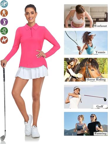 Tanst Sky Women's Golf Shirt UPF 50+ Long Sleeve Quarter Zip Pullover Athletic Hiking Workout Tops in Saudi Arabia