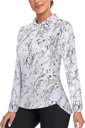 Tanst Sky Women's Golf Shirt UPF 50+ Long Sleeve Quarter Zip Pullover Athletic Hiking Workout Tops in Kuwait