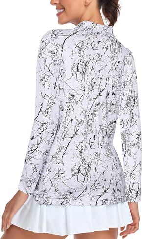 Tanst Sky Women's Golf Shirt UPF 50+ Long Sleeve Quarter Zip Pullover Athletic Hiking Workout Tops in Kuwait