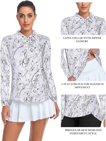 Tanst Sky Women's Golf Shirt UPF 50+ Long Sleeve Quarter Zip Pullover Athletic Hiking Workout Tops in Kuwait