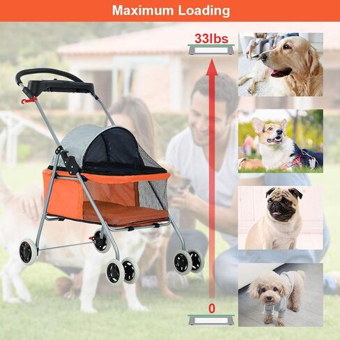 BestPet Foldable Pet Stroller for Small/Medium Dogs and Cats Up to 33 lbs in Saudi Arabia