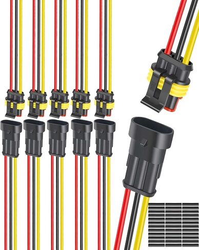 2 Pin DT Wire Connector 16 AWG Waterproof Automotive Electrical Connectors Deutsch Connector Male and Female Wire Connectors Plug Connectors with Heat Shrink Tubing for Car Truck Boat, 4 Kits in Saudi Arabia