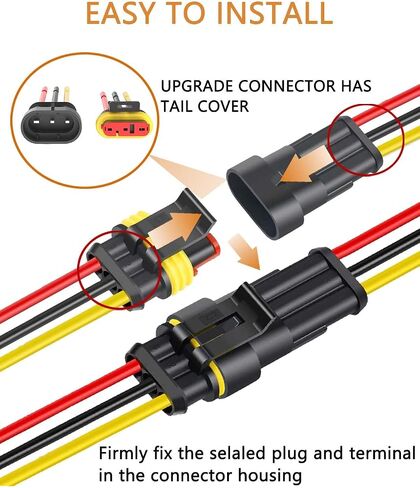 2 Pin DT Wire Connector 16 AWG Waterproof Automotive Electrical Connectors Deutsch Connector Male and Female Wire Connectors Plug Connectors with Heat Shrink Tubing for Car Truck Boat, 4 Kits in Saudi Arabia