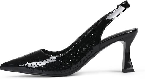 حذاء بكعب Slingback للنساء بمقدمة مدببة ومغلقة من الأمام حذاء نسائي أسود بكعب هريرة بكعب عريض حذاء رسمي للنساء in Saudi Arabia