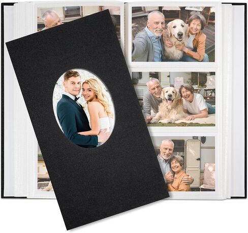 Vienrose Photo Album Linen Cover 100 Pockets 4 x 6 Slip in Photo Book with Oval Window Picture Book for Wedding, Anniversary, Vacation, Beige in Saudi Arabia
