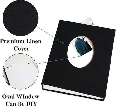 Vienrose Photo Album Linen Cover 100 Pockets 4 x 6 Slip in Photo Book with Oval Window Picture Book for Wedding, Anniversary, Vacation, Beige in Saudi Arabia