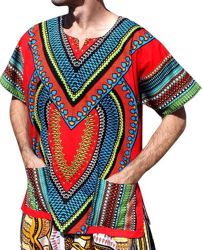 RaanPahMuang Spearhead Heart African Dashiki Shirt Radiant Colors Afrika Style in Saudi Arabia