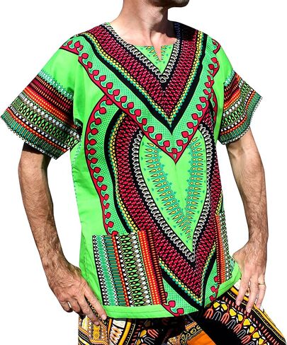 RaanPahMuang Spearhead Heart African Dashiki Shirt Radiant Colors Afrika Style in Saudi Arabia