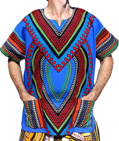 RaanPahMuang Spearhead Heart African Dashiki Shirt Radiant Colors Afrika Style in Saudi Arabia