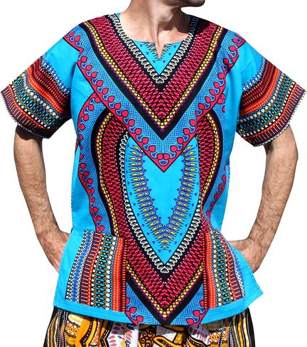 RaanPahMuang Spearhead Heart African Dashiki Shirt Radiant Colors Afrika Style in Saudi Arabia