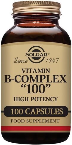 Solgar B-Complex "100" - 50 Vegetable Capsules - Energy Metabolism, Cardiovascular Health, Nervous System Support - Non-GMO, Vegan, Gluten Free - 50 Servings in Kuwait