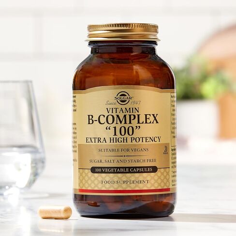 Solgar B-Complex "100" - 50 Vegetable Capsules - Energy Metabolism, Cardiovascular Health, Nervous System Support - Non-GMO, Vegan, Gluten Free - 50 Servings in Kuwait