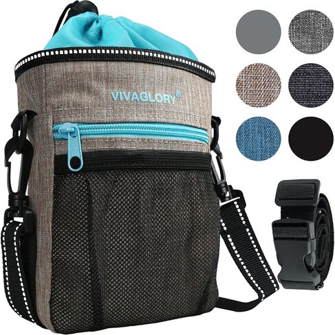 حقيبة علاج الكلاب من فيفاغلوري، حقيبة تدريب مع حزام خصر قابل للتعديل وحزام كتف عاكس، موزع أكياس نفايات الكلاب مدمج، حر اليدين و4 طرق للارتداء، أسود in Kuwait