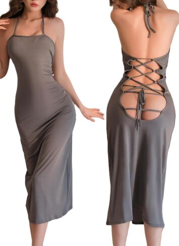 Women's Sexy Black Long Skirt Neck Halter Backless Mini Dress for Women Party Night Club Bodycon Night Out Dresses Maid up in Saudi Arabia