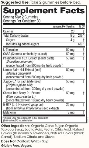 Winged Sleepyhead Gummies | Non-Habit Forming Natural Sleep Supplement | 8 Powerful Nutrients with Melatonin, L-Theanine, 5-HTP, Passionflower & Lemon Balm | Blueberry Lavender Flavor (7 Servings) in Saudi Arabia