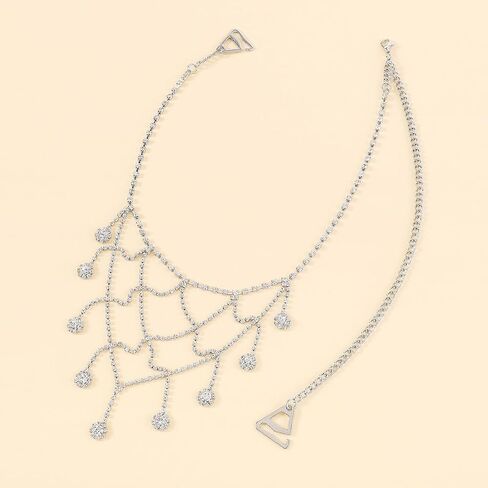 Shiny Rhinestone Bra Straps with Tassels Adjustable Detachable Metal Shoulder Straps for Strapless Bras and Dresses in Kuwait