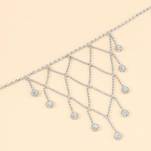 Shiny Rhinestone Bra Straps with Tassels Adjustable Detachable Metal Shoulder Straps for Strapless Bras and Dresses in Kuwait