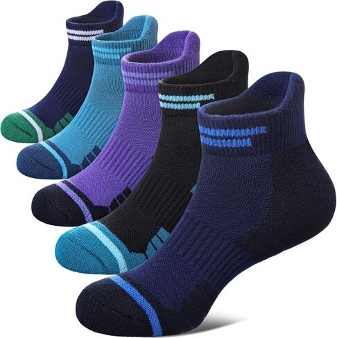 FNOVCO Womens Ankle Socks for Running, Hiking, Biking, Walking, Thick Cushioned Athletic Socks With Tab 5 Pairs in Saudi Arabia