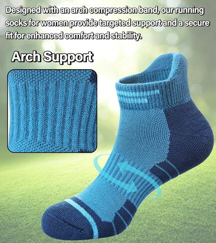 FNOVCO Womens Ankle Socks for Running, Hiking, Biking, Walking, Thick Cushioned Athletic Socks With Tab 5 Pairs in Saudi Arabia