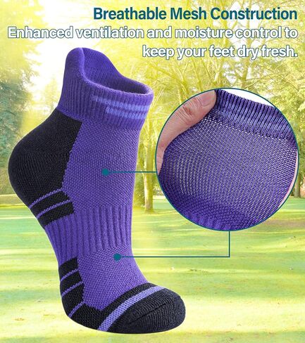 FNOVCO Womens Ankle Socks for Running, Hiking, Biking, Walking, Thick Cushioned Athletic Socks With Tab 5 Pairs in Saudi Arabia