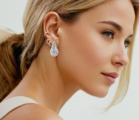 𝗖𝗢𝗥𝗜𝗫𝗧𝗔𝗟 Tear Drop Earrings Jewelry, Teardrop Earrings for Women, Bottega Drop Earrings, Rainbow earrings,Hypoallergenic Earrings,Hoop Earring for Women,Cute Green Flower Earrings,Jewelry for Women in Saudi Arabia